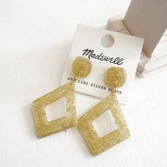 Madewell Glitter Diamond Shaped Statement Earrings - Picture 4 of 6